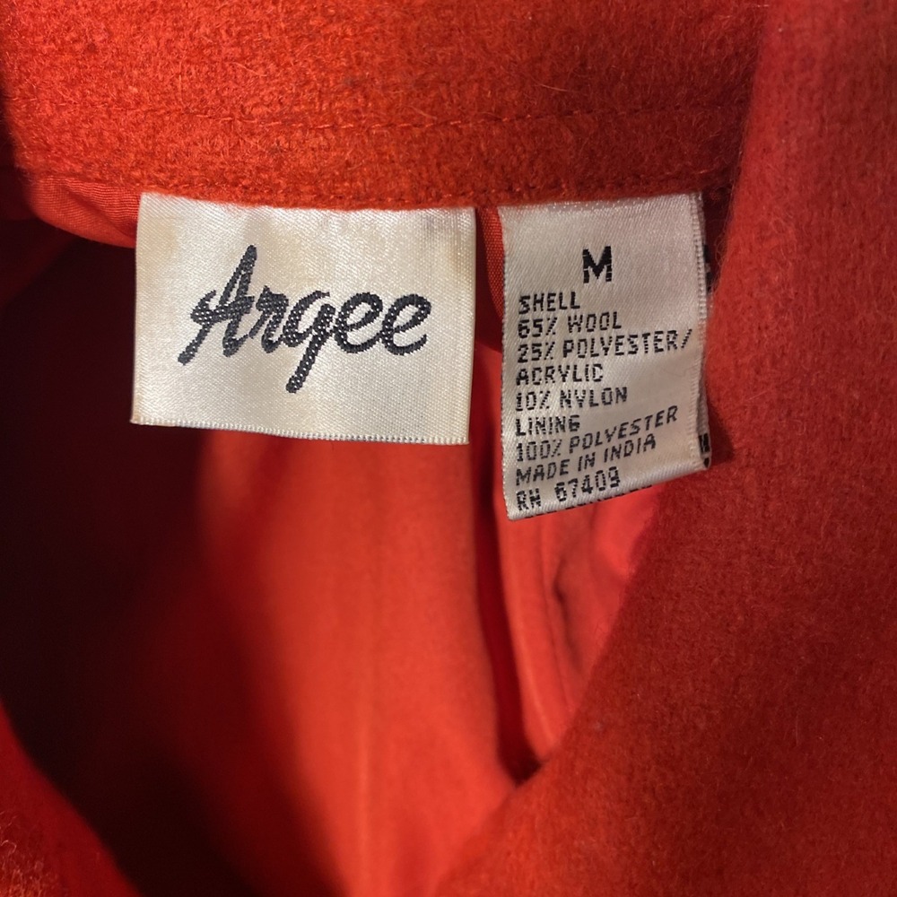 Wool‎ Jacket Vintage Agree Red Coat Zipper Front Besom Pockets Women's 10-12 / M - Picture 6 of 8